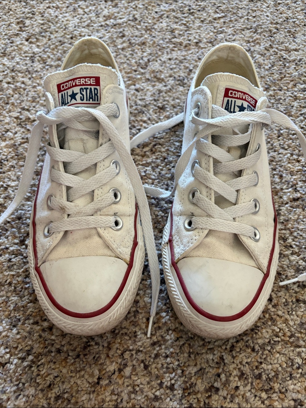Converse White Sneakers with Red Trim